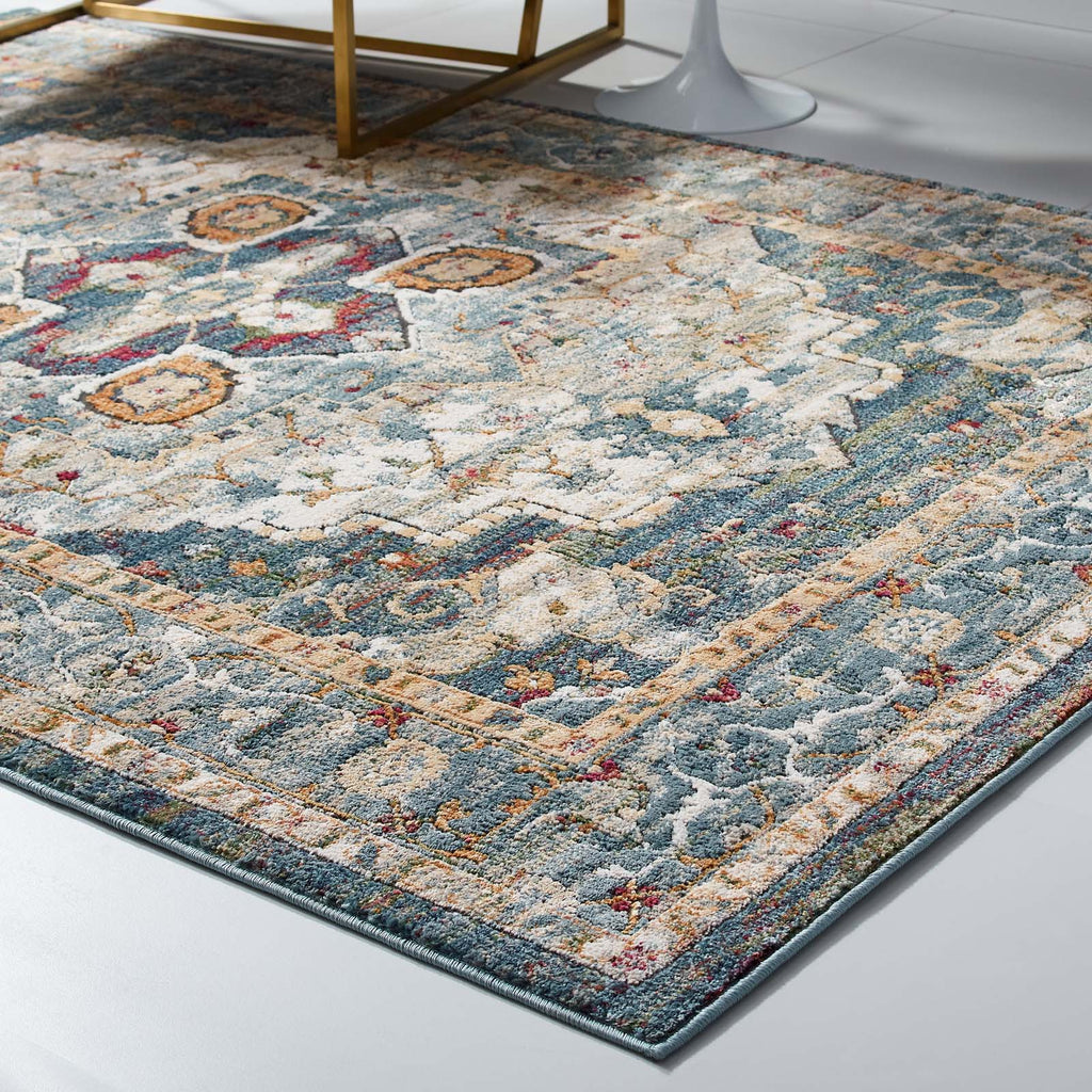 Tribute Diantha Distressed Vintage Floral Vintage Medallion 5x8 Area Rug by Modway