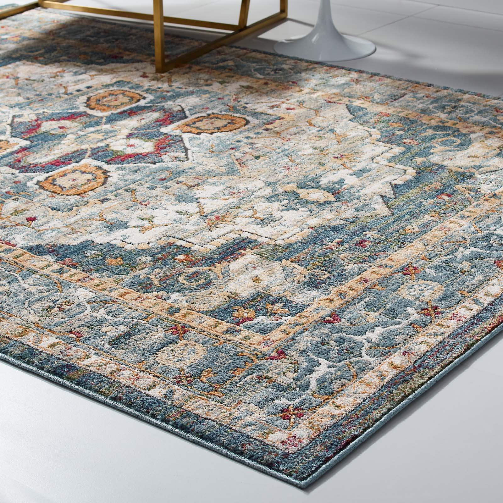 Tribute Diantha Distressed Vintage Floral Vintage Medallion 5x8 Area Rug by Modway