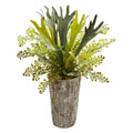 19"  Staghorn and Maiden Hair Fern Artificial Plant in Weathered Vase