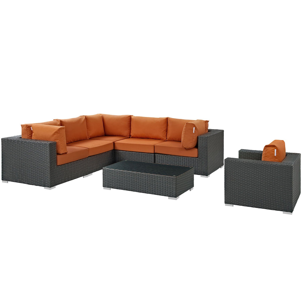 Sojourn 7 Piece Outdoor Patio Sunbrella¨ Sectional Set by Modway