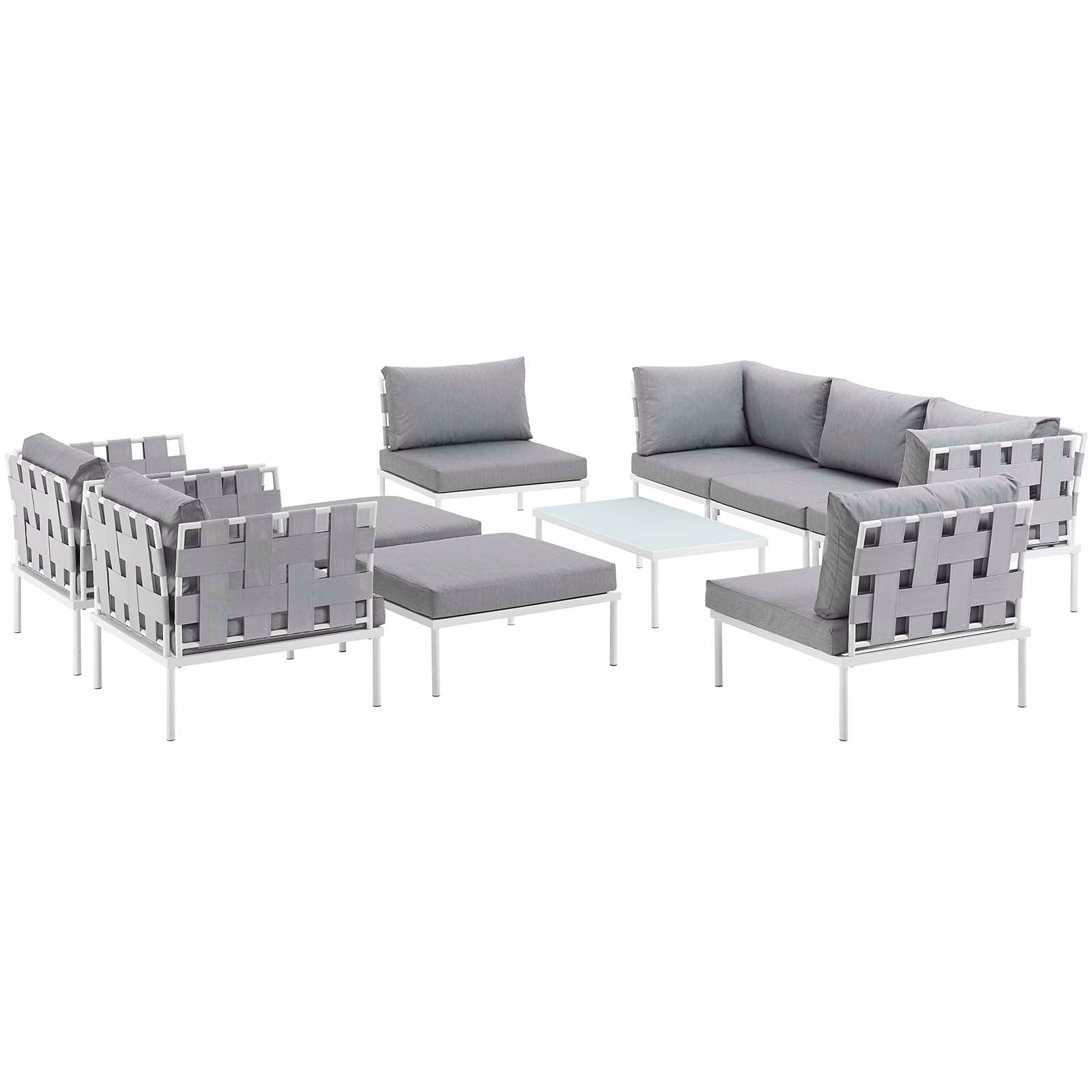 Harmony 10 Piece Outdoor Patio Aluminum Sectional Sofa Set by Modway