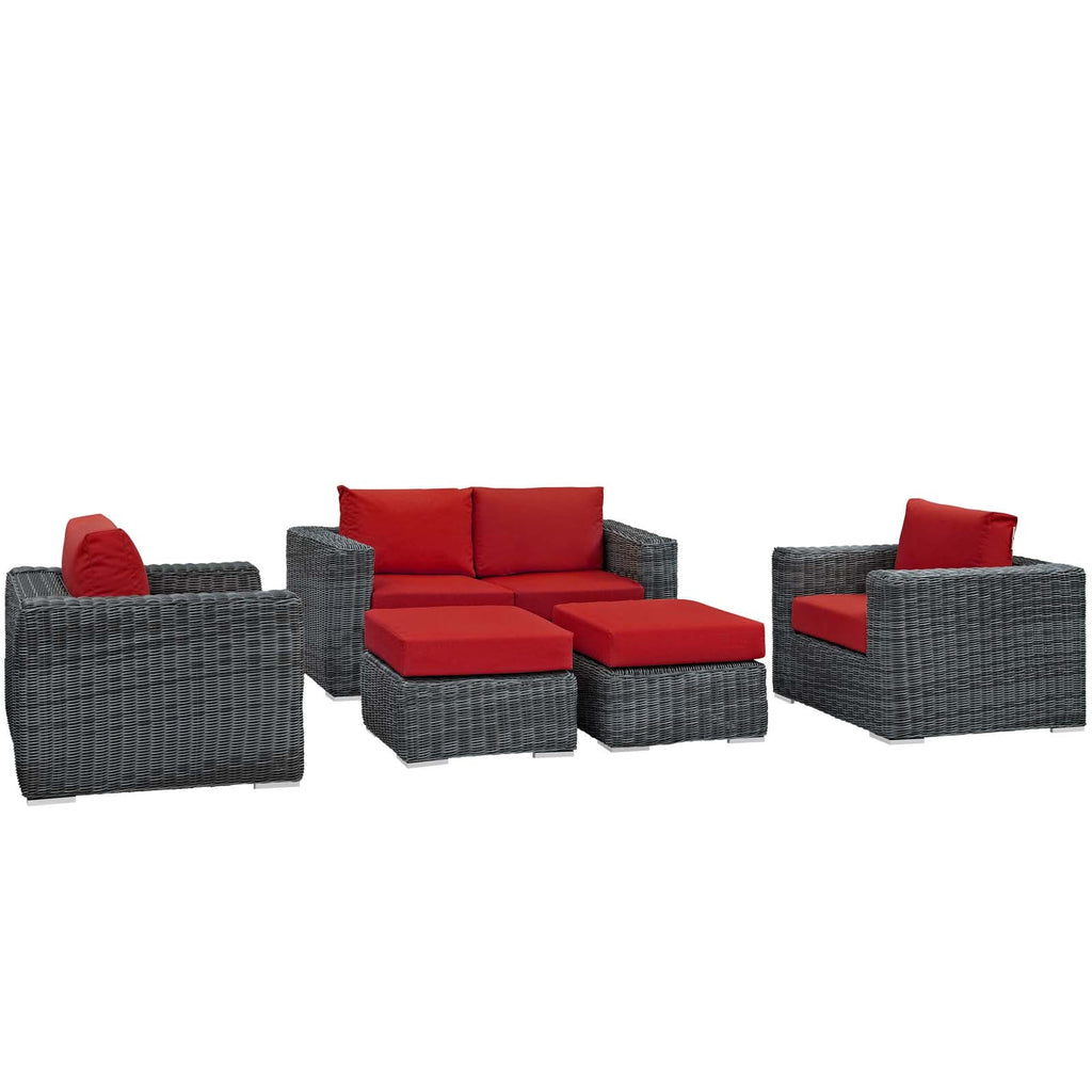 Summon 5 Piece Outdoor Patio Sunbrella¨ Sectional Set by Modway