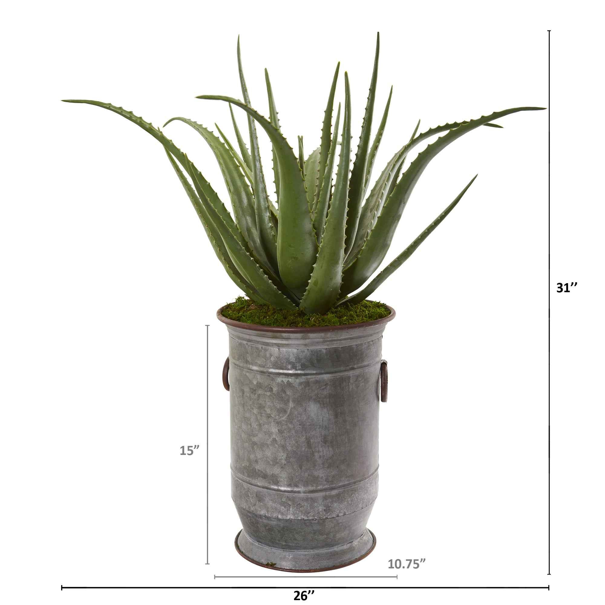 31" Aloe Artificial Plant in Metal Planter