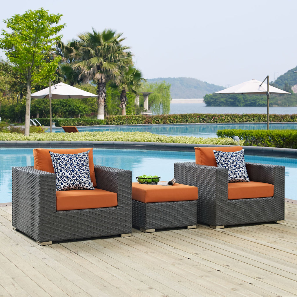 Sojourn 3 Piece Outdoor Patio Sunbrella¨ Sectional Set by Modway