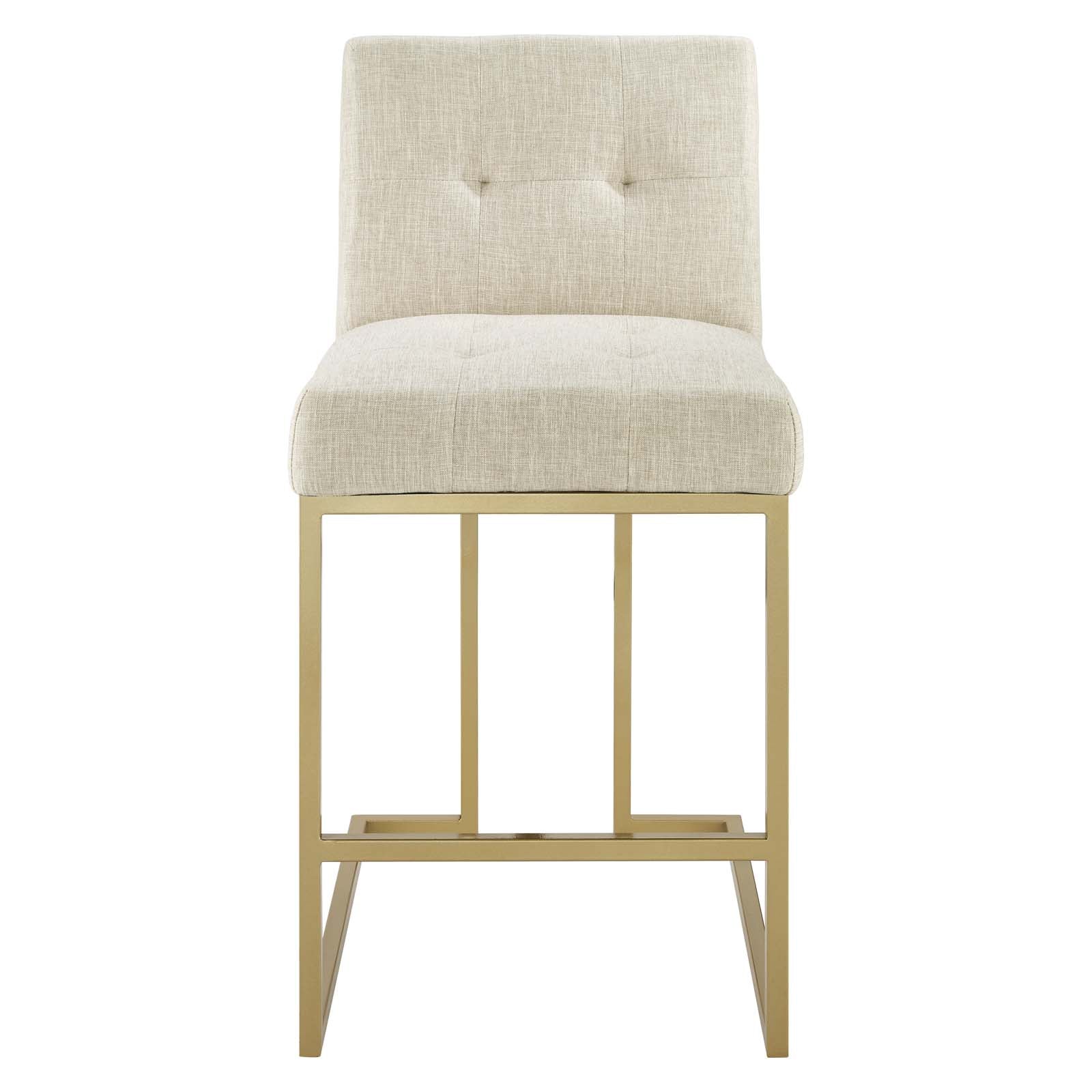 Privy Gold Stainless Steel Upholstered Fabric Counter Stool by Modway