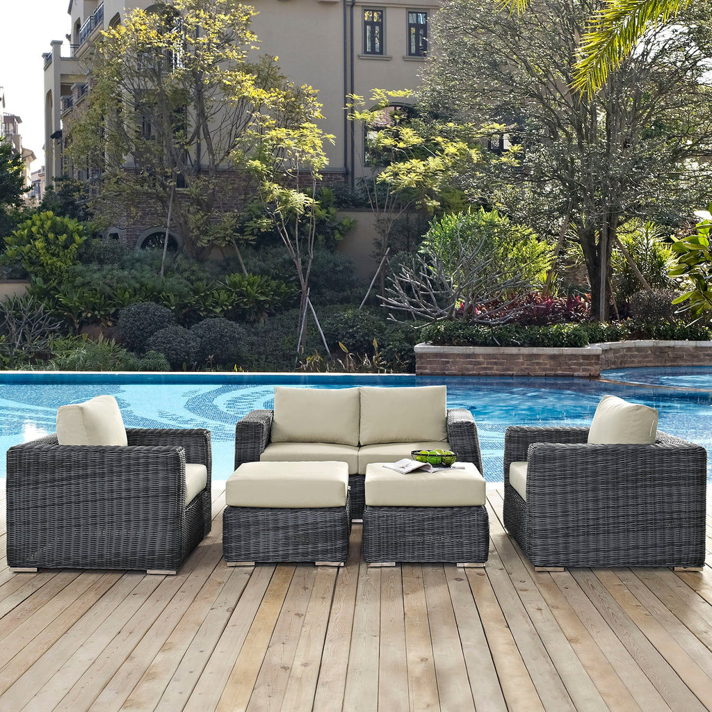 Summon 5 Piece Outdoor Patio Sunbrella¨ Sectional Set by Modway