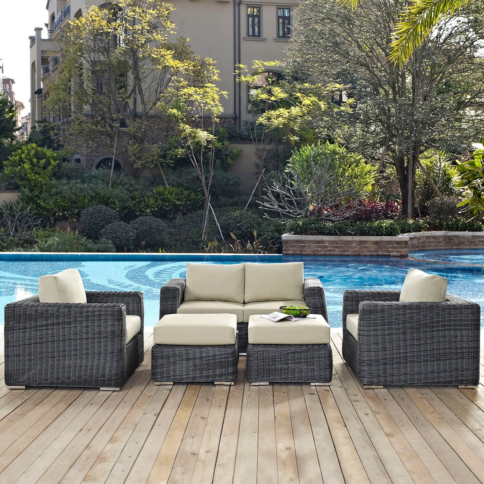 Summon 5 Piece Outdoor Patio Sunbrella¨ Sectional Set by Modway