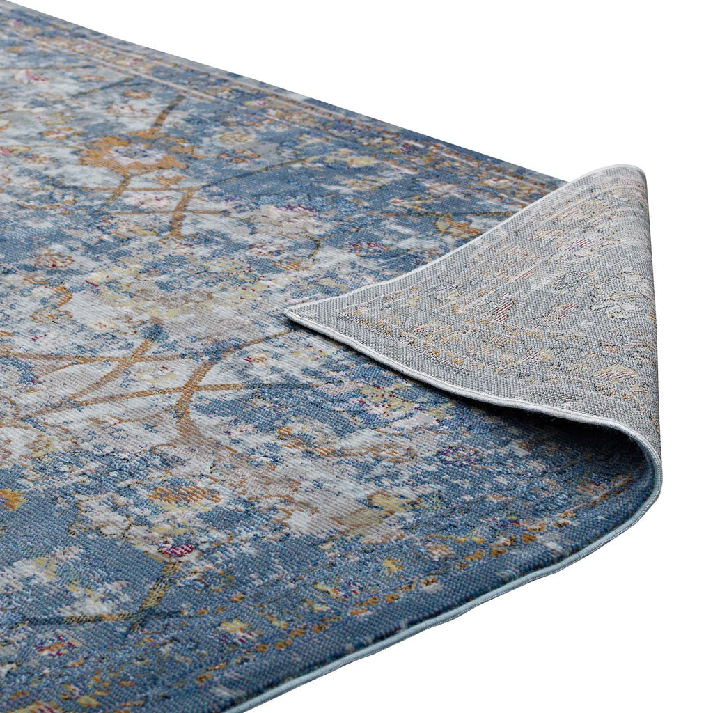 Minu Distressed Floral Lattice 5x8 Area Rug by Modway