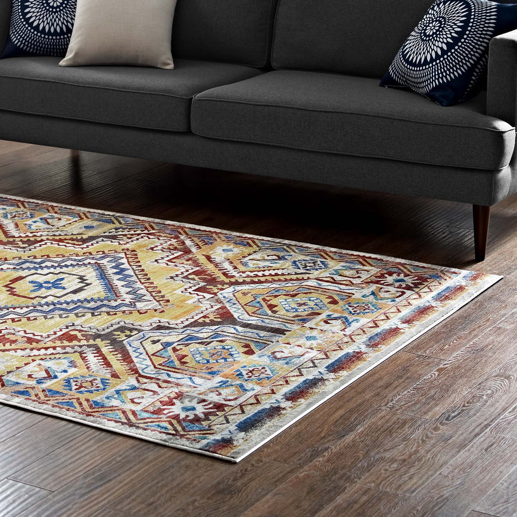 Florita Distressed Southwestern Aztec 5x8 Area Rug by Modway