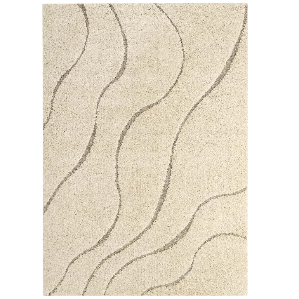 Jubilant Abound Abstract Swirl Shag 5x8 Area Rug by Modway