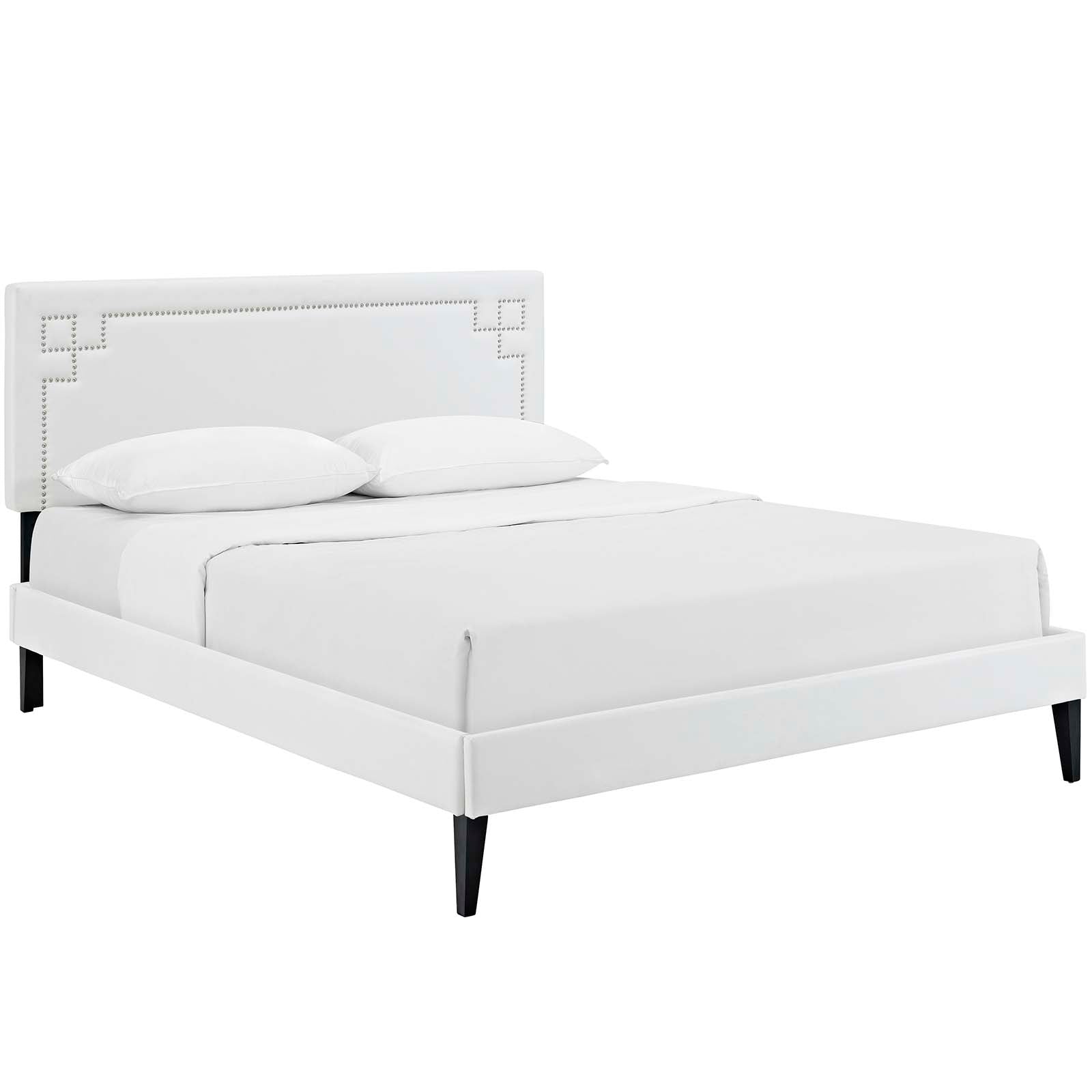 Ruthie Vinyl Queen Platform Bed with Squared Tapered Legs by Modway