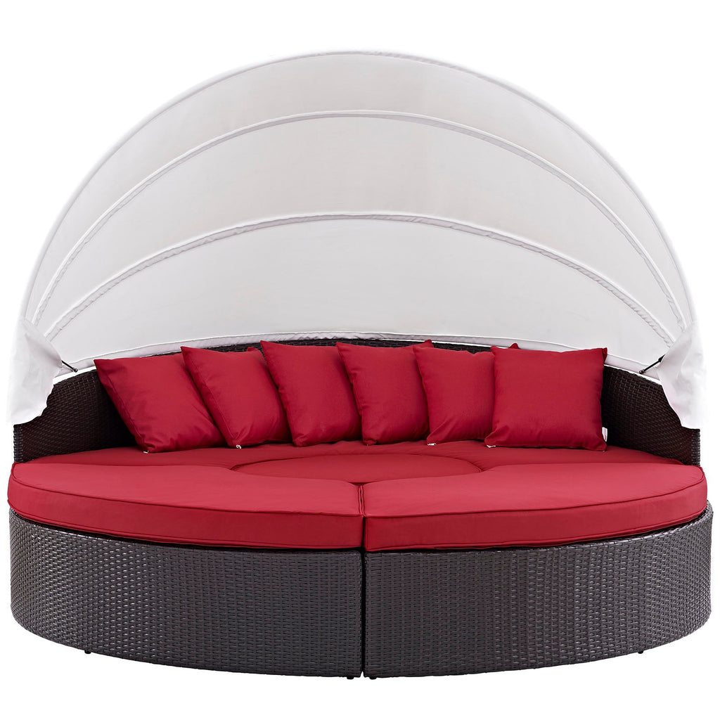 Convene Outdoor Patio Wicker Rattan Canopy Sectional Daybed by Modway