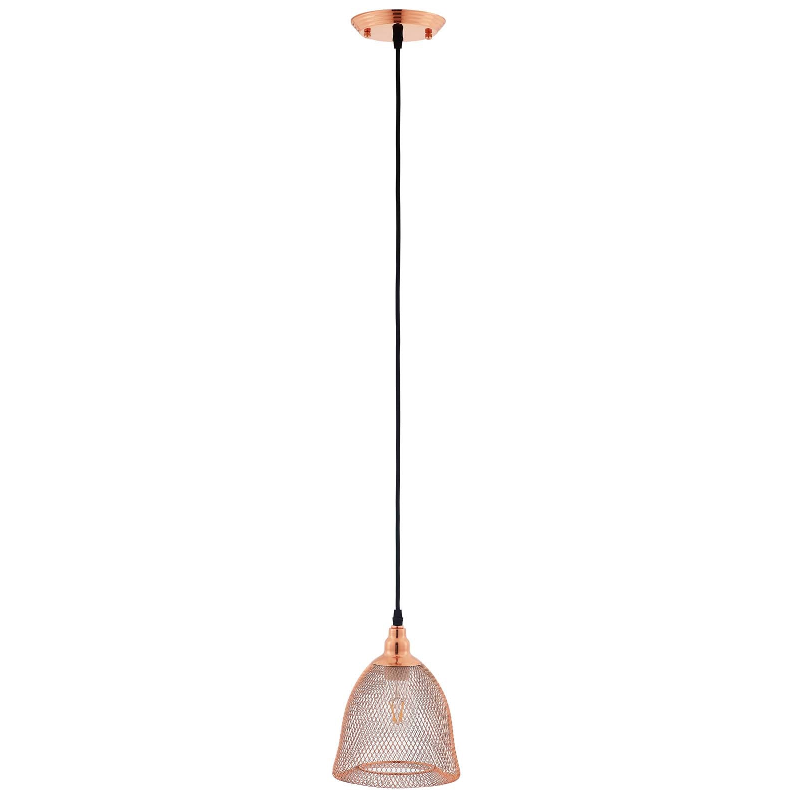 Glimmer Bell-Shaped Rose Gold Pendant Light by Modway