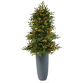 5' Yukon Mountain Fir Artificial Christmas Tree w/ 100 Clear Lights, Pine Cones