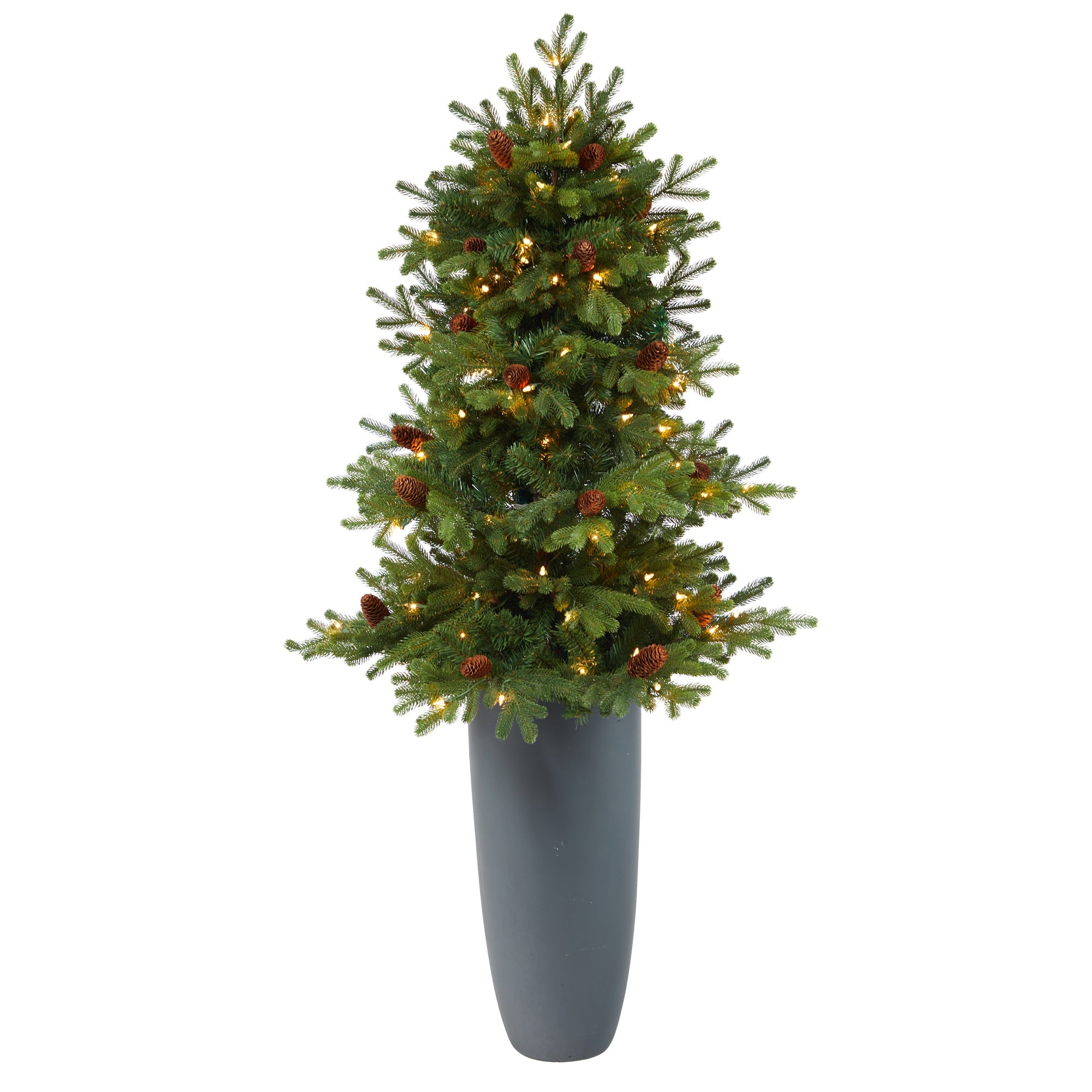 5' Yukon Mountain Fir Artificial Christmas Tree w/ 100 Clear Lights, Pine Cones