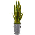 40"  Sansevieria Artificial Plant in Metal Planter