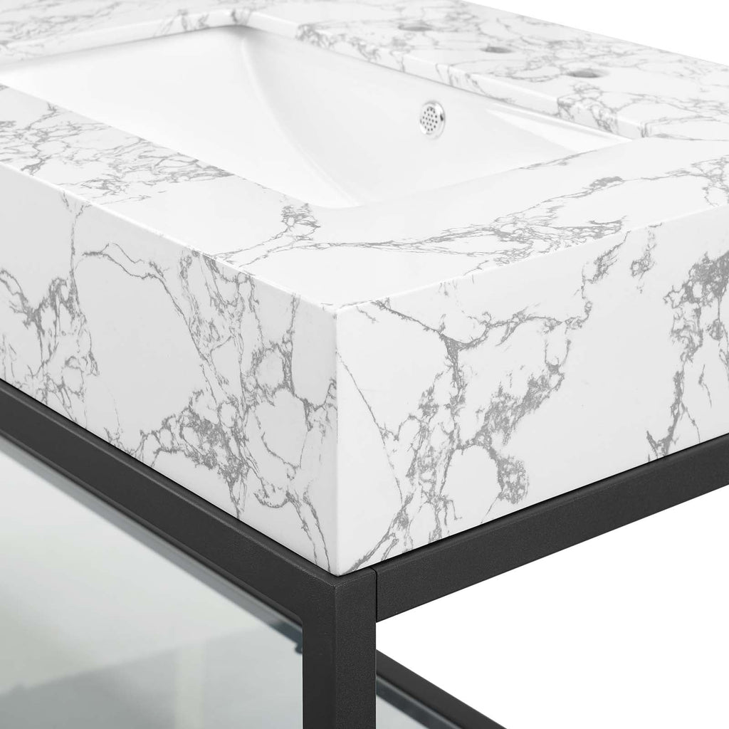 Kingsley 60" Black Stainless Steel Bathroom Vanity by Modway