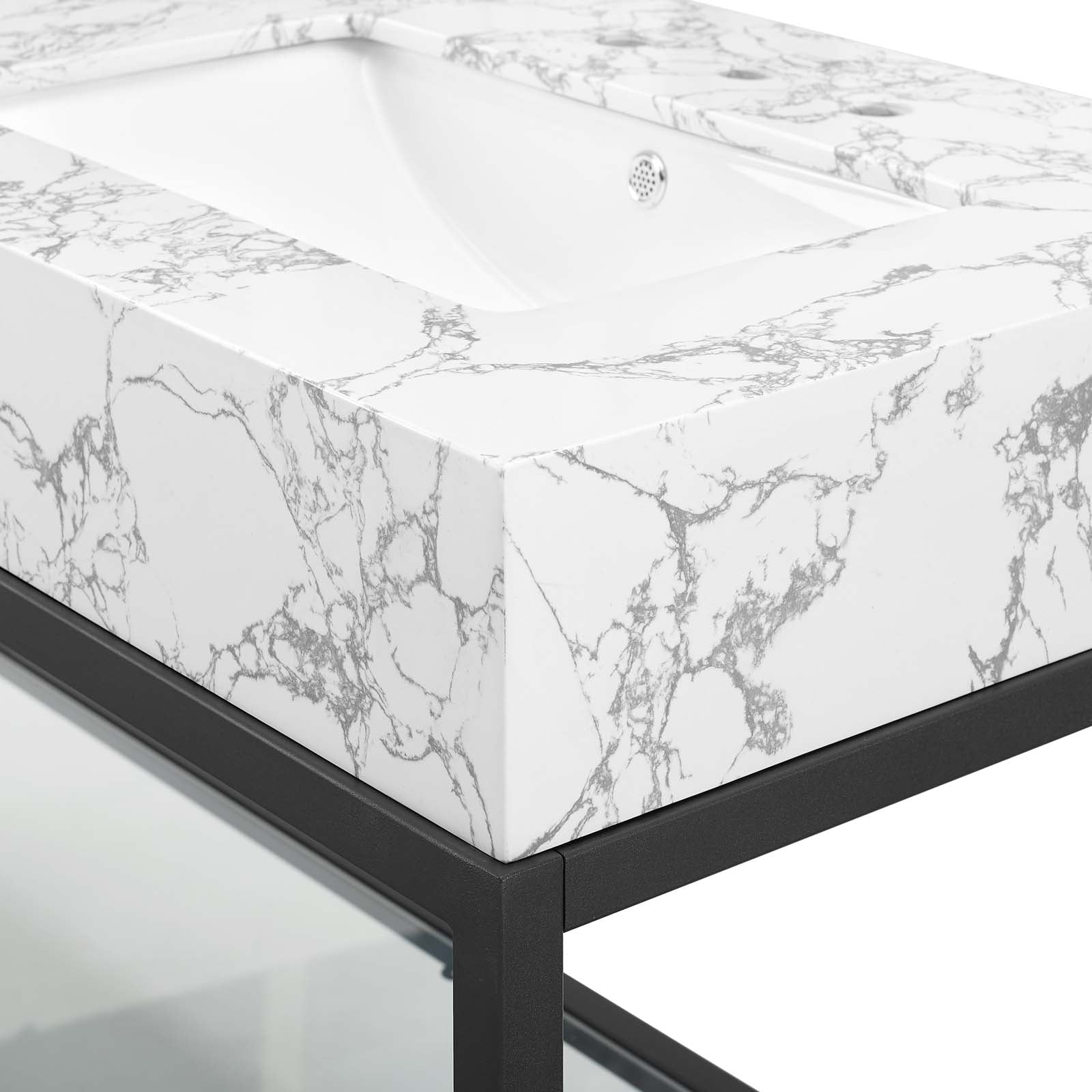 Kingsley 60" Black Stainless Steel Bathroom Vanity by Modway