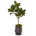 46"  Magnolia Leaf Artificial Tree in Ribbed Metal Planter