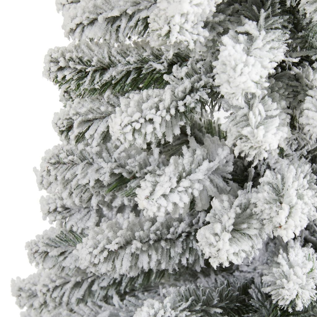 6' Flocked Pencil Artificial Christmas Tree with 438 Bendable Branches