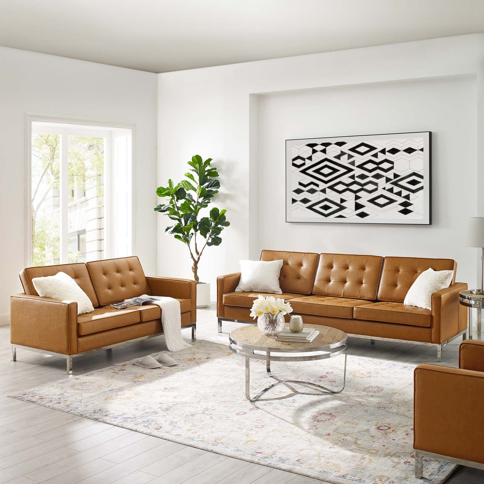 Loft 2-Piece Tufted Vegan Leather Furniture Set by Modway
