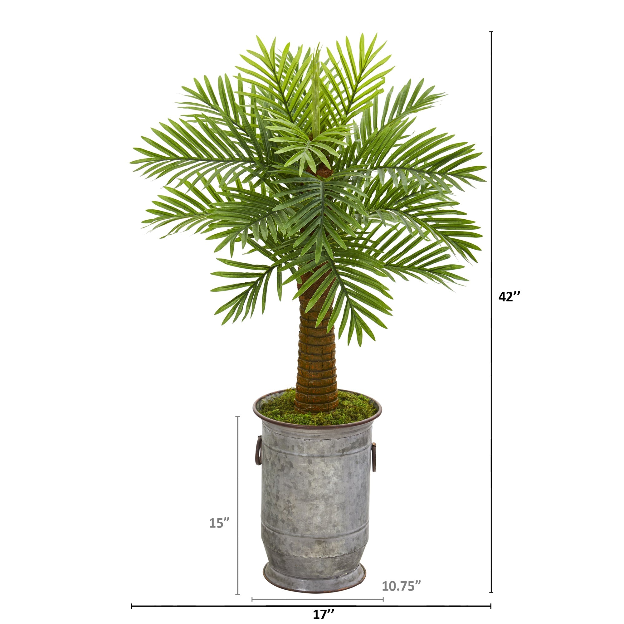 42" Robellini Palm Artificial Tree in Vintage Metal Planter