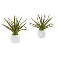 10"  Mini Aloe Succulent Artificial Plant in White Vase (Set of 2)