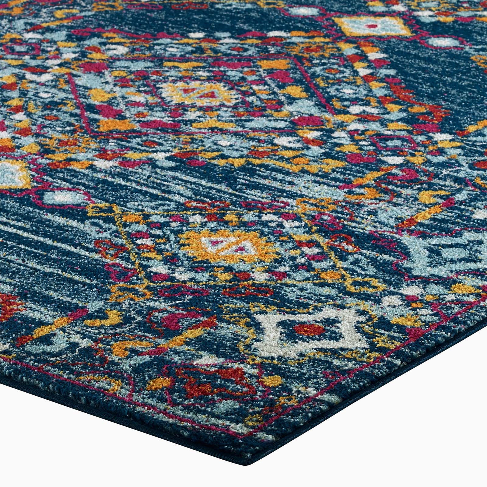 Entourage Khalida Distressed Vintage Floral Lattice 5x8 Area Rug by Modway