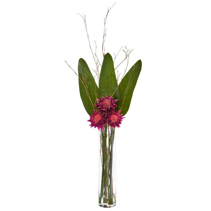 3.5' Tropical Artificial Arrangement in Cylinder Vase