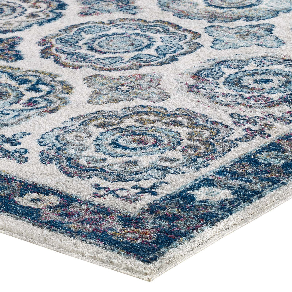 Entourage Odile Distressed Floral Moroccan Trellis 5x8 Area Rug by Modway