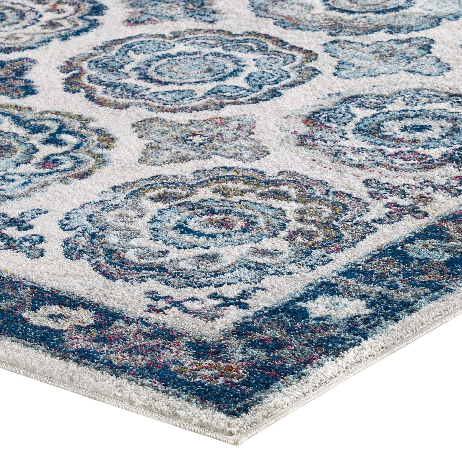 Entourage Odile Distressed Floral Moroccan Trellis 5x8 Area Rug by Modway