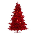 6' Red Flocked Fraser Fir Artificial Christmas Tree