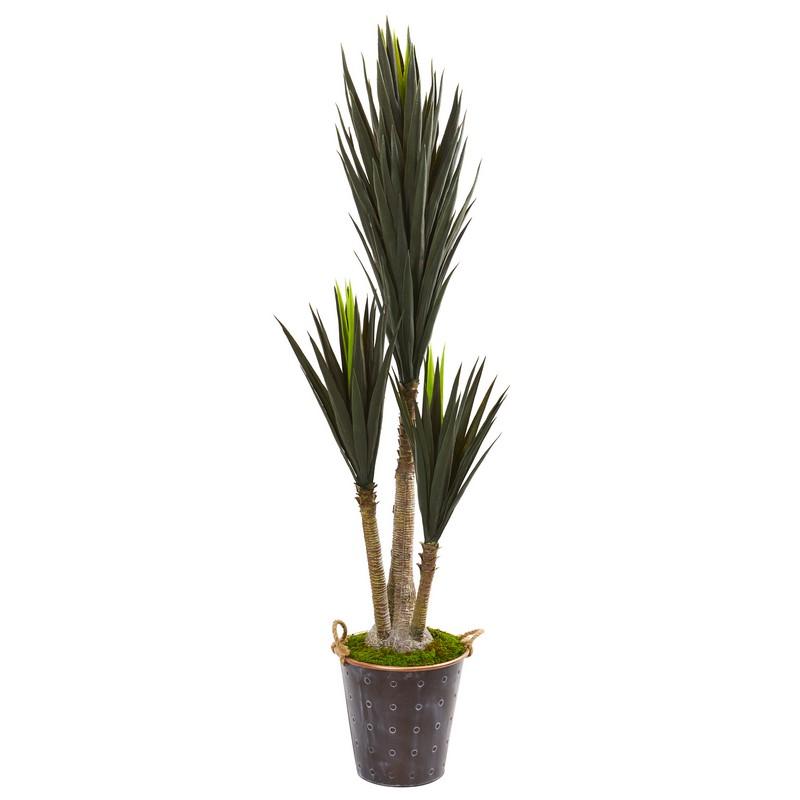 70"  Yucca Artificial Plant in Metal Planter
