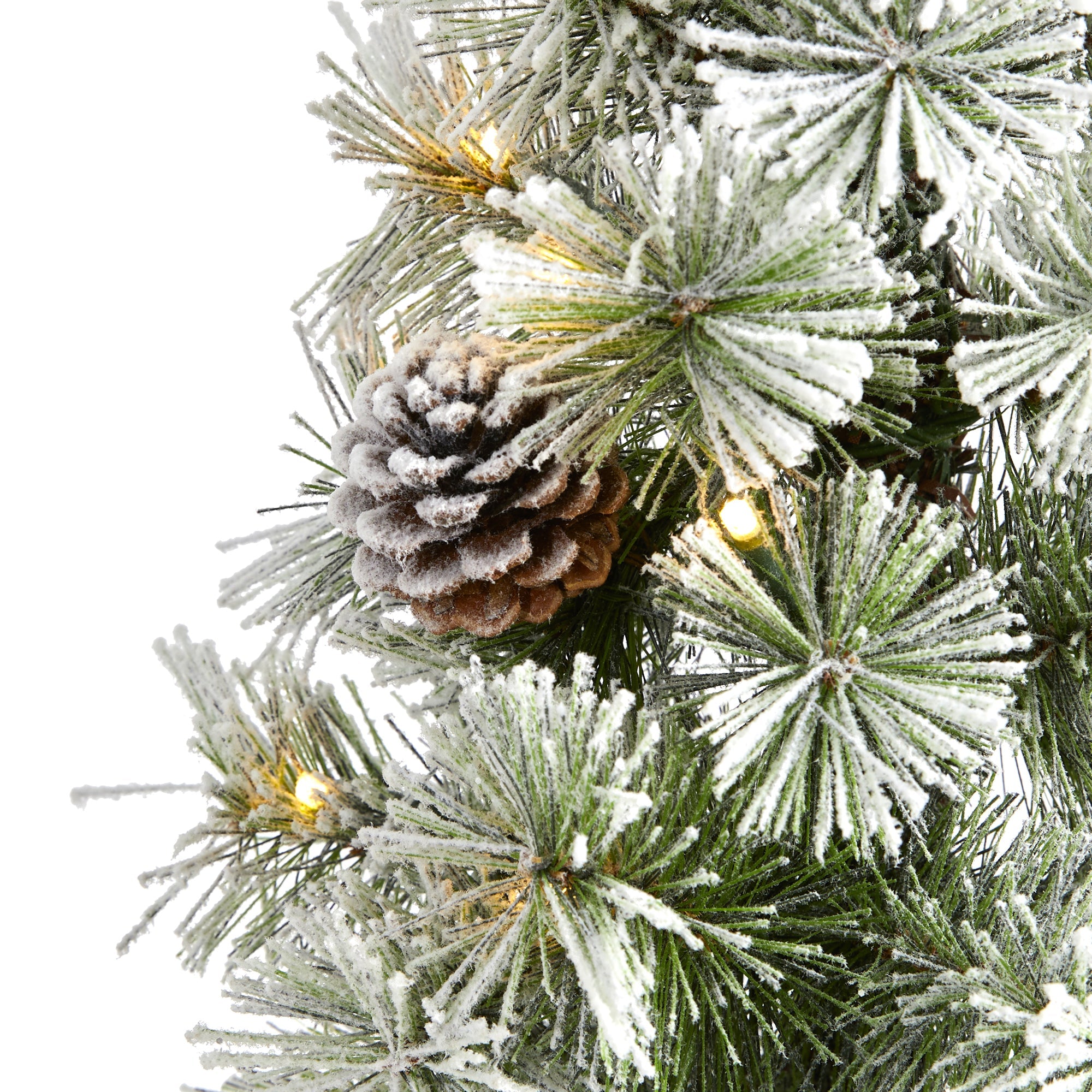 3' Flocked Artificial Christmas Tree Topiary with 50 Warm White LED Lights
