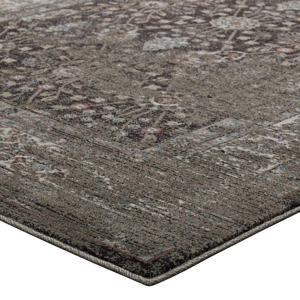 Berit Distressed Vintage Floral Lattice 8x10 Area Rug by Modway