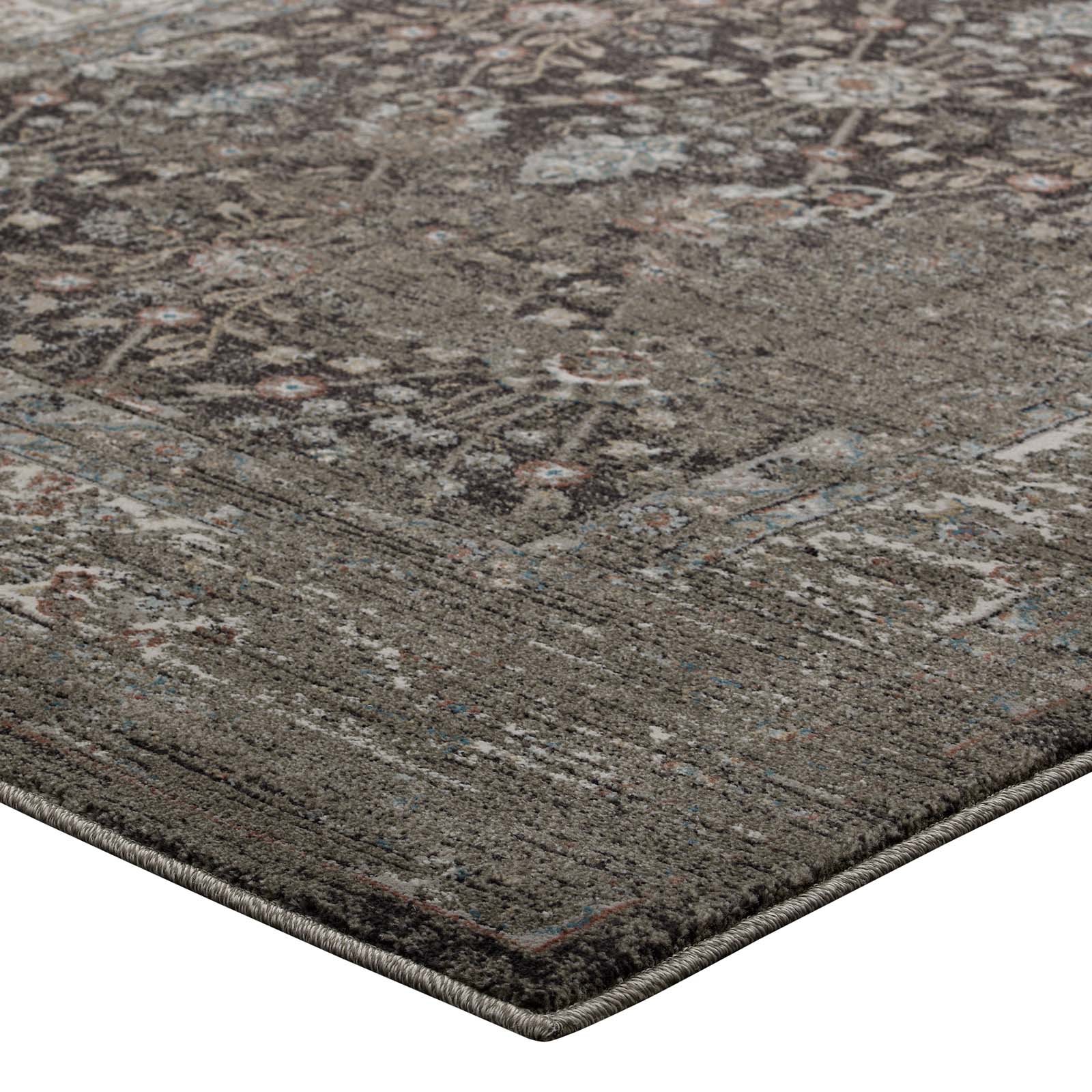 Berit Distressed Vintage Floral Lattice 8x10 Area Rug by Modway