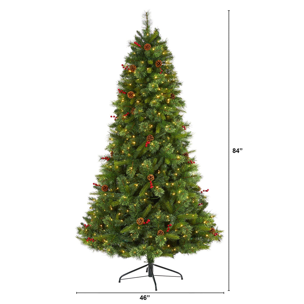 7' Aberdeen Spruce Artificial Christmas Tree w/ 500 Clear LED Lights