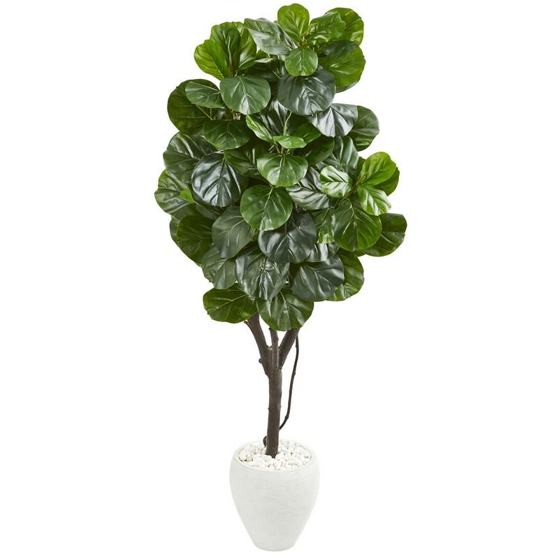 68"  Fiddle Leaf Fig Artificial Tree in White Planter
