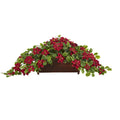 51" Poinsettia and Variegated Holly Artificial Plant in Decorative Planter