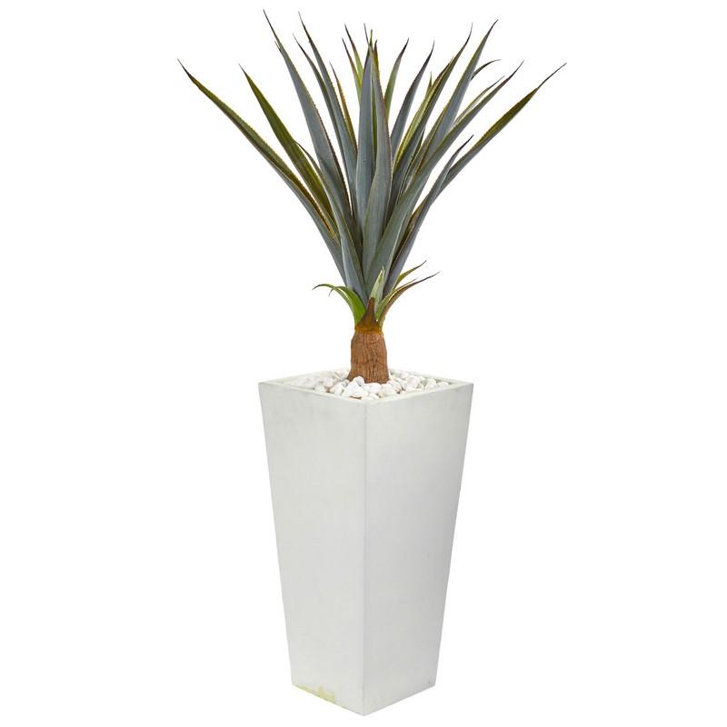 41"  Agave Succulent Artificial Plant in White Tower Planter