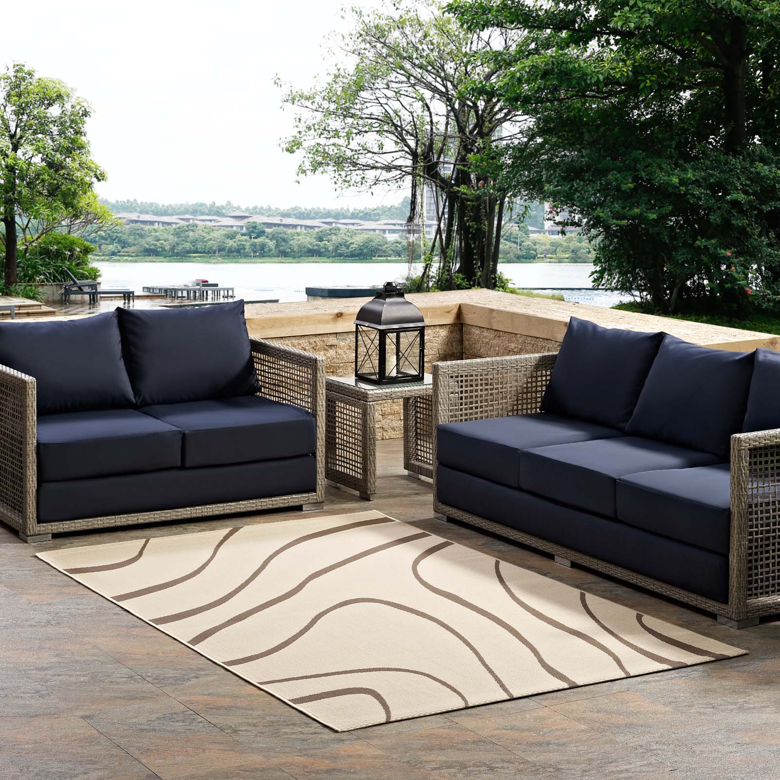 Surge Swirl Abstract Indoor and Outdoor 5x8 Area Rug by Modway