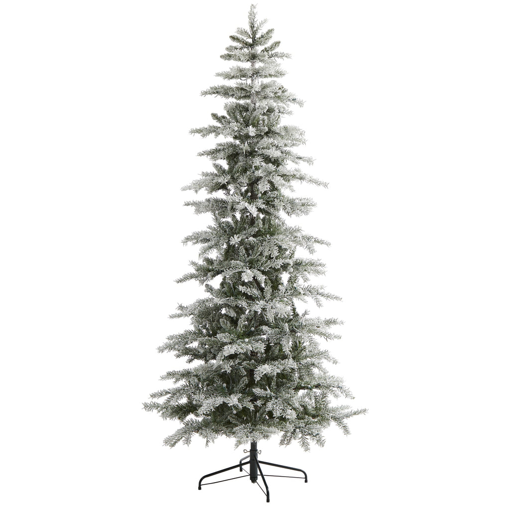 7.5' Slim Flocked Nova Scotia Spruce Artificial Christmas Tree