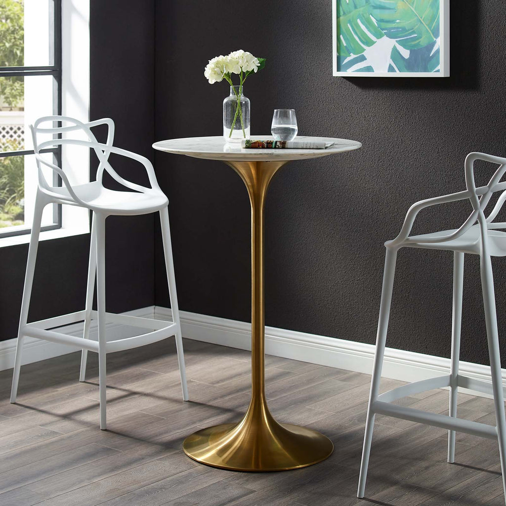 Lippa 28" Round Faux Marble Bar Table by Modway