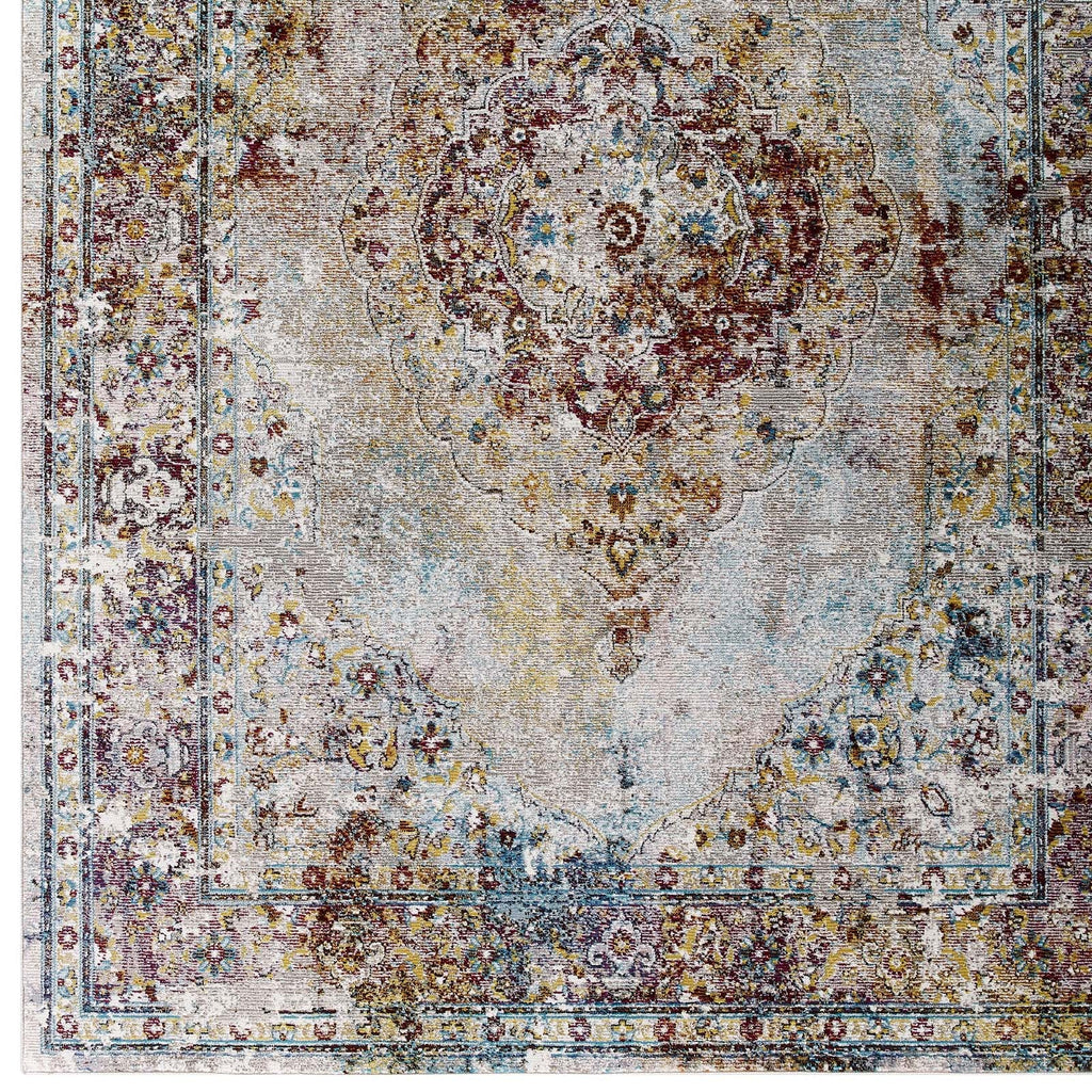 Success Merritt Transitional Distressed Floral Vintage Medallion 4x6 Area Rug by Modway