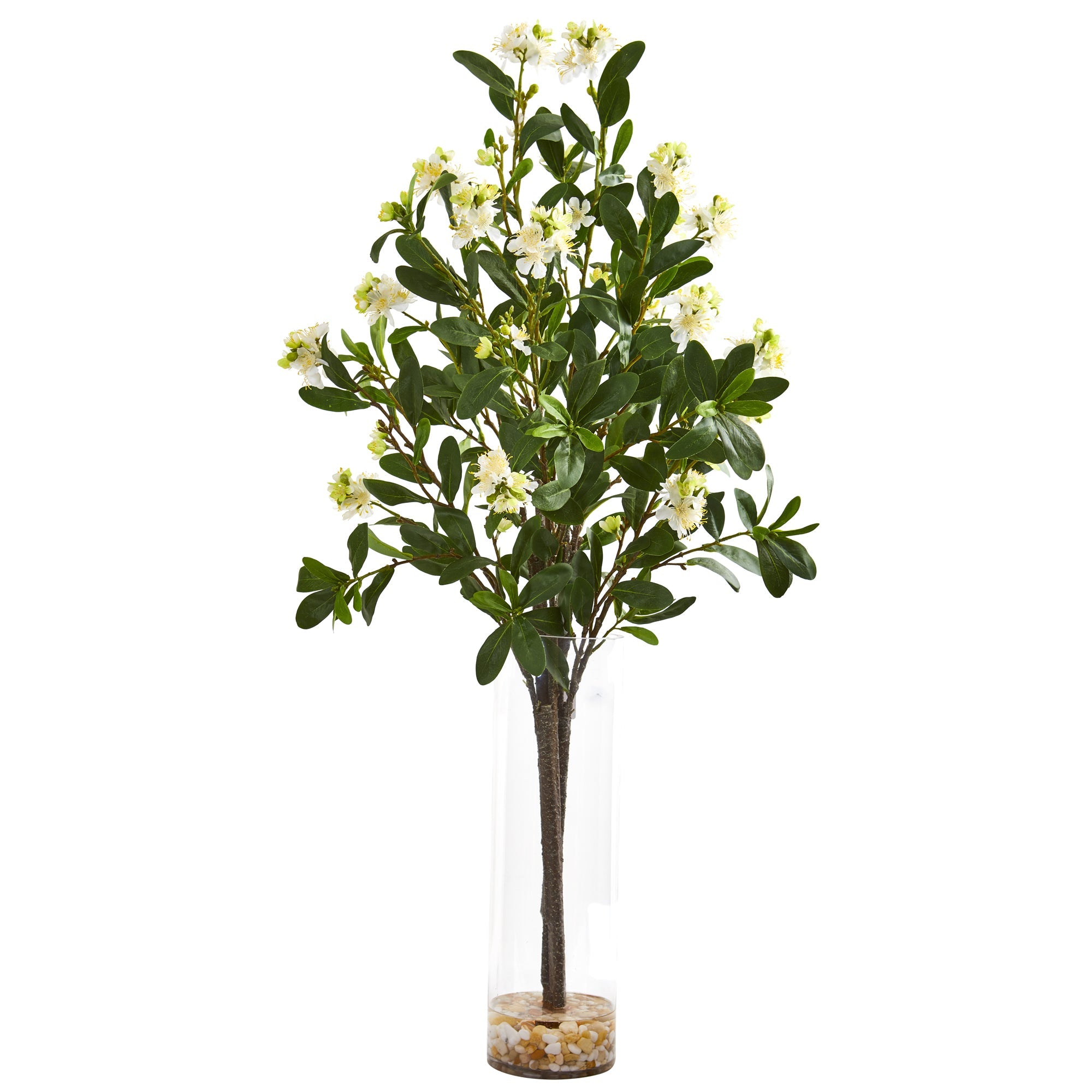 44" Peach Blossom Artificial Arrangement in Glass Vase