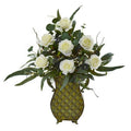 27"  Rose and Eucalyptus Artificial Plant in Metal Planter