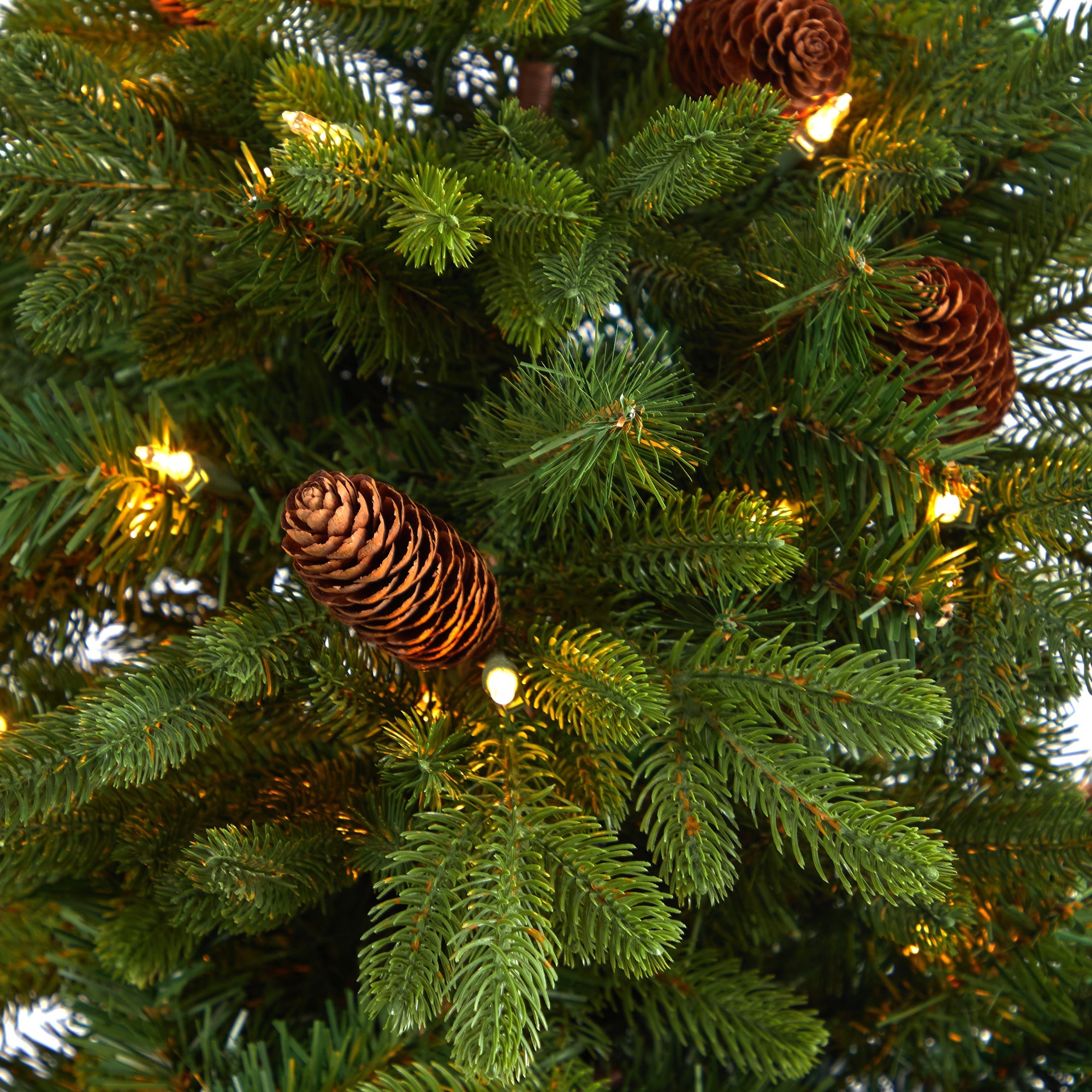 4.5' Yukon Mountain Fir Artificial Christmas Tree w/ 100 Clear Lights, Pine Cone