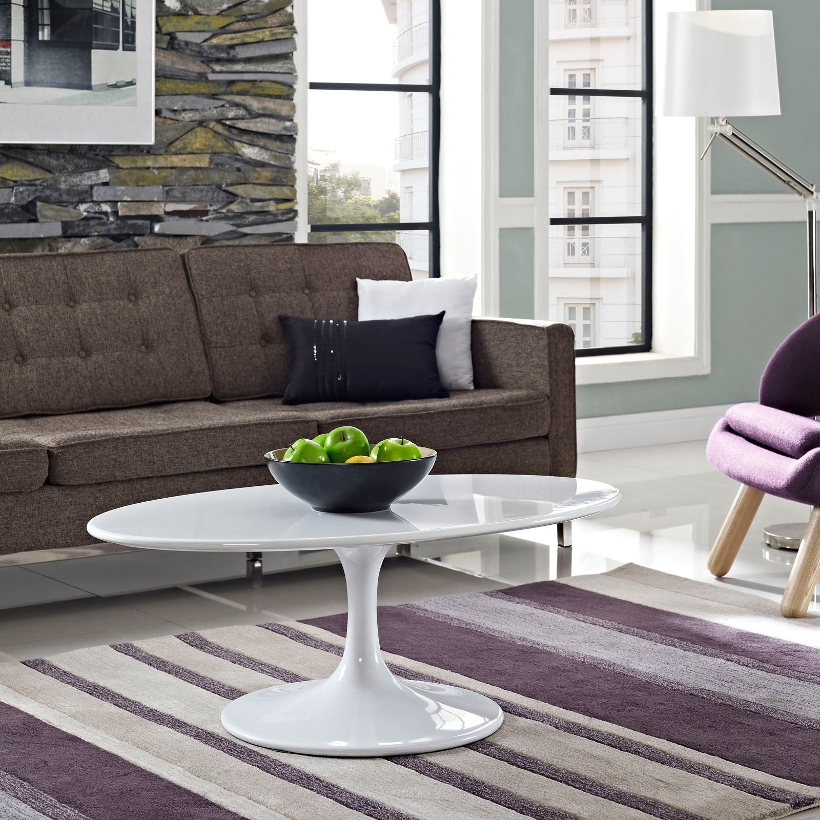 Lippa 42" Oval Wood Coffee Table by Modway