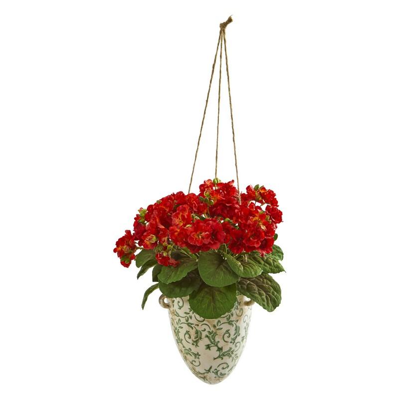 13"  Violet Artificial Plant in Floral Hanging Vase