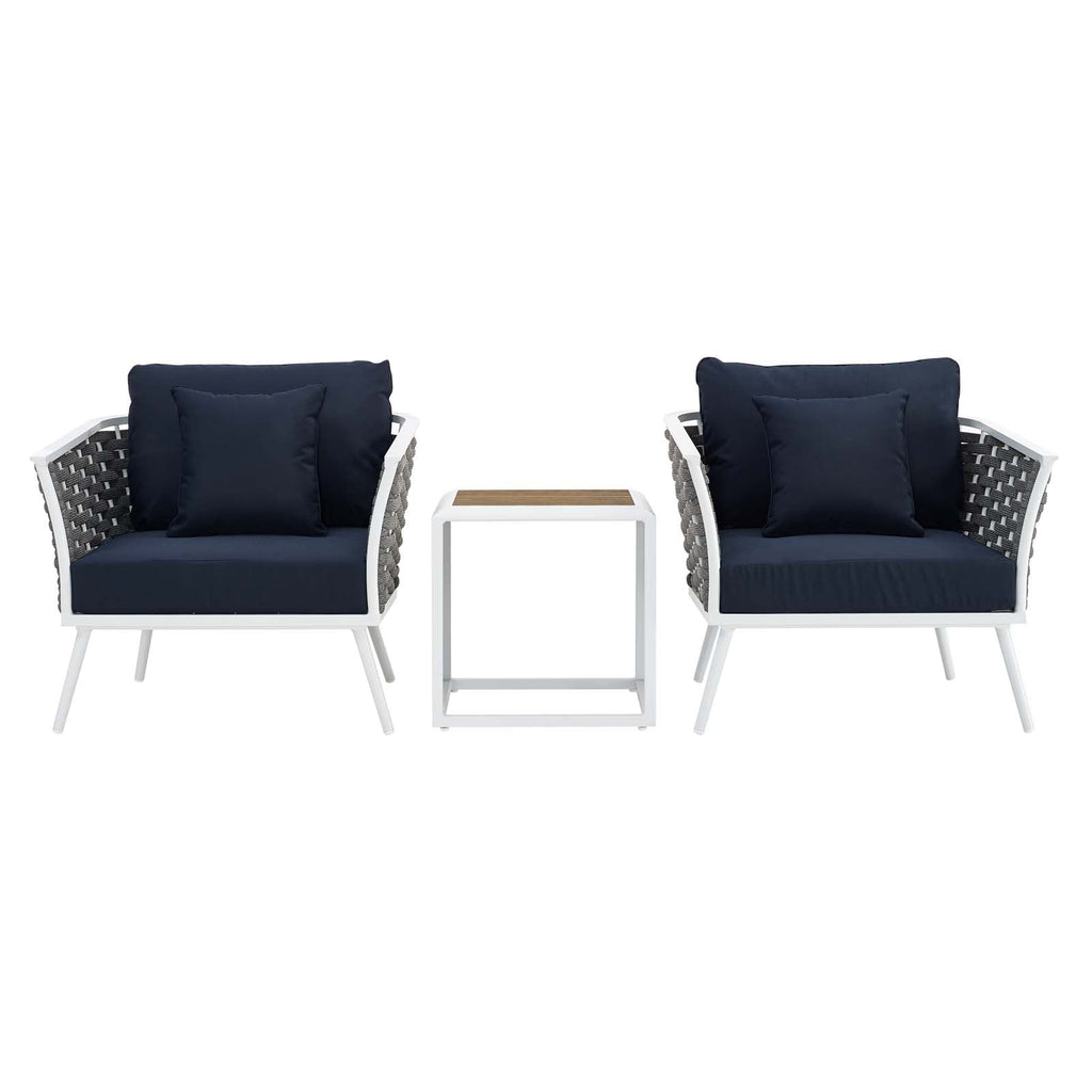 Stance 3 Piece Outdoor Patio Aluminum Sectional Sofa Set by Modway